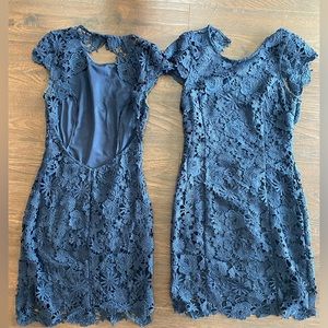 Lulus Romance Language Navy Blue Backless Lace Dress